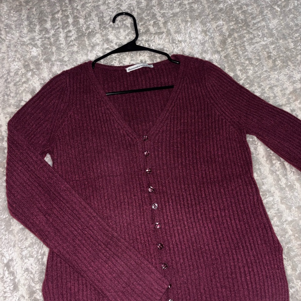 Abercrombie & Fitch Maroon Cardigan Sweater